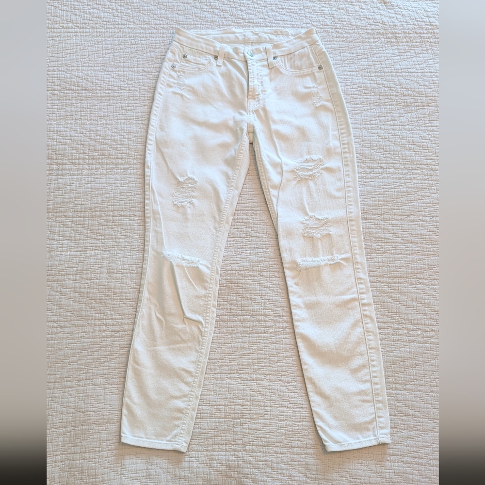 7 For All Mankind White Ankle Skinny Stretch Jeans Size 25